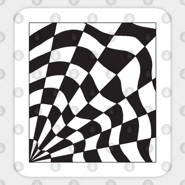 Geometric black checkered spider web design Sticker by The Creative Clownfish